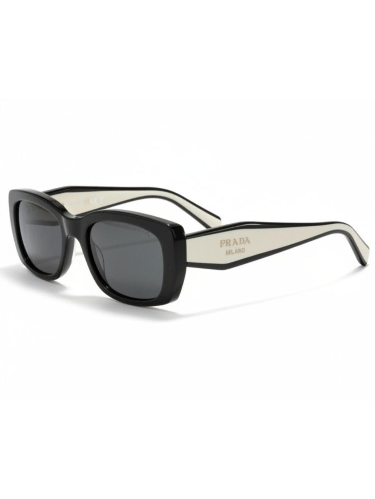 Prada Pr B05s 09q08z Black Rectangle Sunglasses Womens Gold Logo Italy Nwot